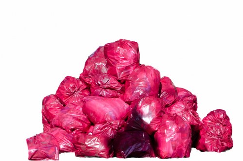 Recyclable materials being sorted for disposal